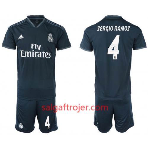 Real Madrid Fodboldtrøjer SERGIO RAMOS 4 Børn Udebanesæt 2018/19 Kort ærmer Real Madrid Fodboldtrøjer SERGIO RAMOS 4 Børn Udebanesæt 2018/19 Kort ærmer